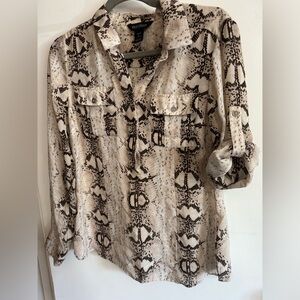 100% silk animal print blouse with adjustable sleeves